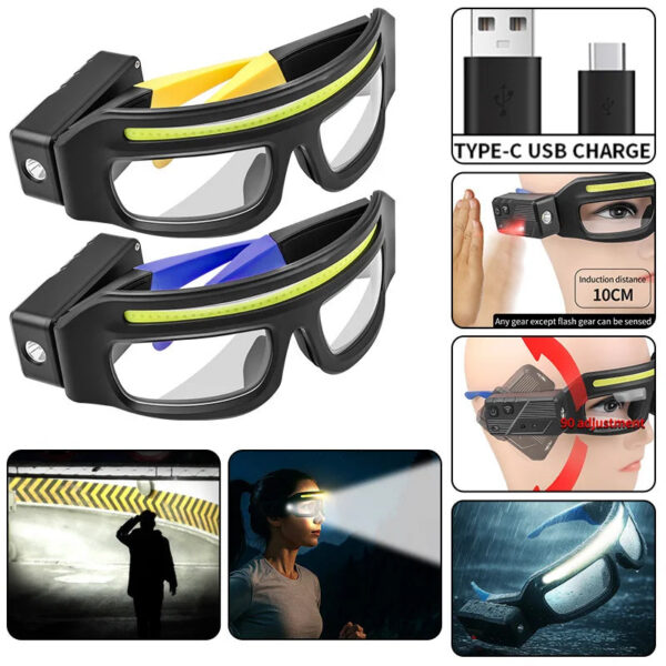 d017309d99a49d3b New XTE multifunctional glasses light with Type-C charging, warning headlamp, compact and portable, touch-sensitive headlamp
