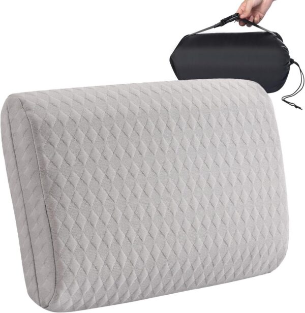 d017ecf76bdafdea ENITYA Camping Pillow with Washable Cover - Travel Essentials, Memory Foam Backpacking Pillow, Portable for Camping, Air Travel, Hiking, Beach, Hammock, Medium(Grey)
