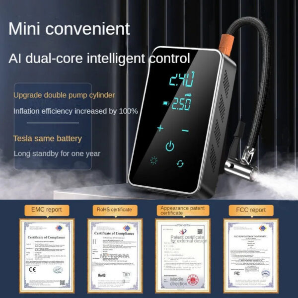 d01e0f573e1a6b01 Wireless Air Pump 150psi Touch Screen Portable Electric Tire Inflator For Car Bicycle Motorcycle Mini Air Compressor Injector