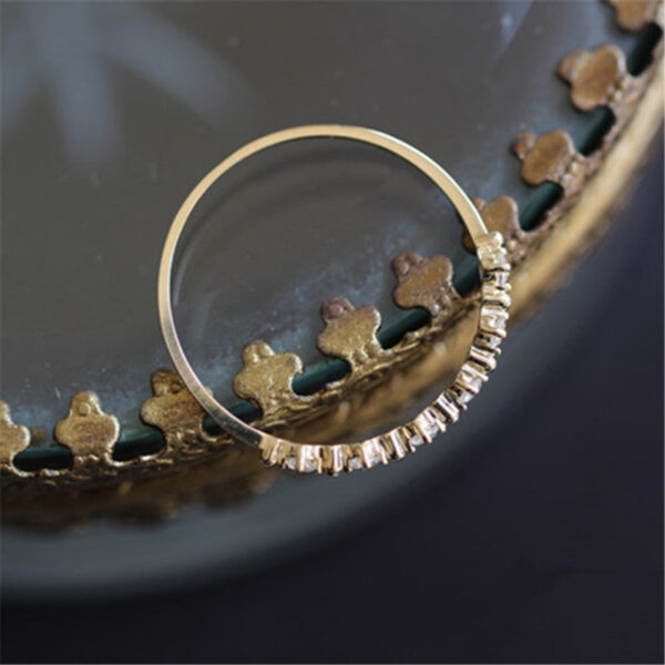 Sterling Sier Plating 14k Gold Fashion Simple Pavé Diamond Ring Women Exquisite Sweet Wedding Jewelry Accessories
