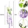 d03758199eda6c52 CEWOR 24pcs Wisteria Hanging Flowers 3.6ft Artificial Vines Fake Garland Silk Flower String for Wedding Party Garden Outdoor Greenery Home Wall Decoration (Purple)