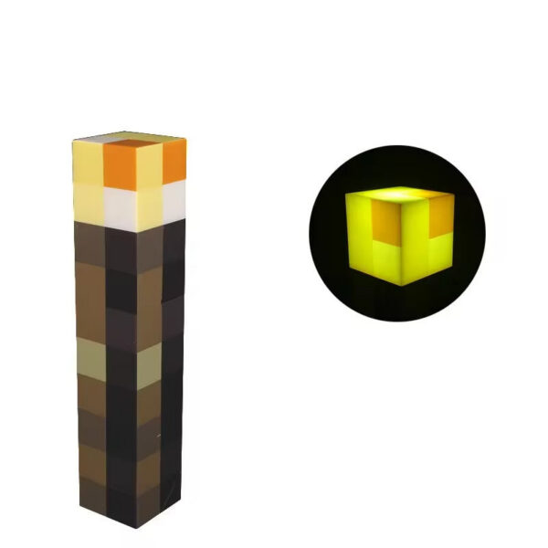 Minecraft Brownstone Torch Lamp Figure 4 Colors Bedroom Decorative LED Night Light USB Charging with Buckle Kids Toy Gift
