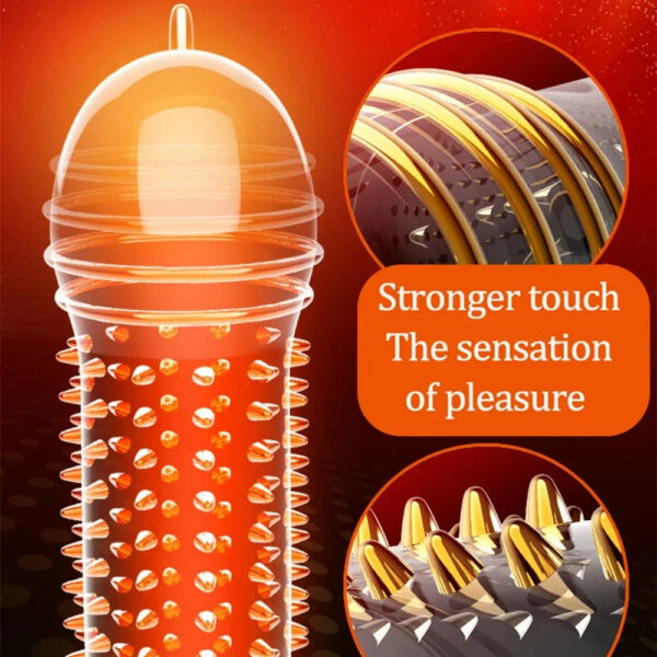 d04b0f8ff29c67af Spike Condoms Penis Extension Sleeves Sex Toys for Men Delay Ejaculation Reusable Condoms Enlargement Sperm Lock Cock Ring