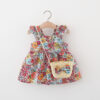 d0527536c3a4a786 2Pcs/Set Summer Baby Girl Dress Soft Thin Clothes Fashion Floral Sleeveless Children Clothing 0-3 Y Toddler Beach Dresses + Bag