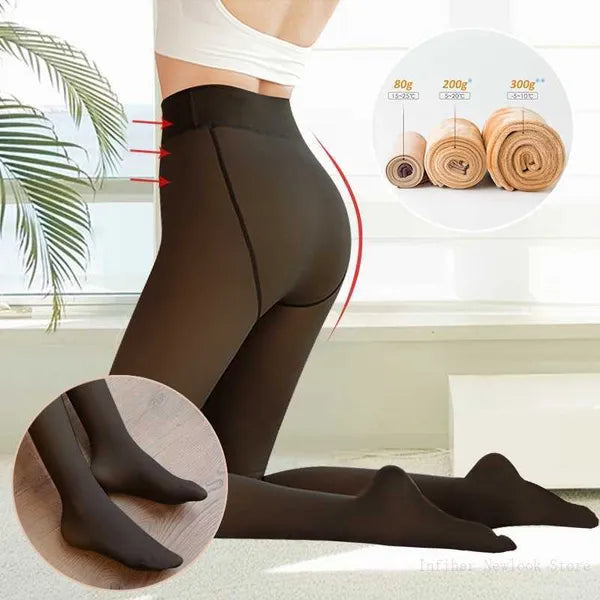d05a8933ed530e99 Socks Hosiery Woman Translucent Wool Sock Winter Stocking Fleece Lined Tights Thermal Pants Legging Fake Pantyhose Y2211