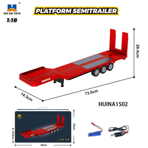 HUINA 1/18 19CH RC Truck 1501 770S Scania Alloy Tractor 2.4G Remote Control Engineering Trailer Truck with Light and Sound Toys