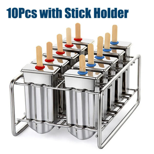 d066ffedeeca0102 Stainless Steel Popsicle Mold Rack Ice Lolly Mold Frozen Lolly Popsicle Maker Homemade Ice Cream Mold with Popsicle Holder