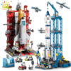 d07c08164cda3703 HUIQIBAO Space Aviation Manned Rocket Building Blocks With Astronaut Figure City Aerospace Model Bricks Children Toys for Kids