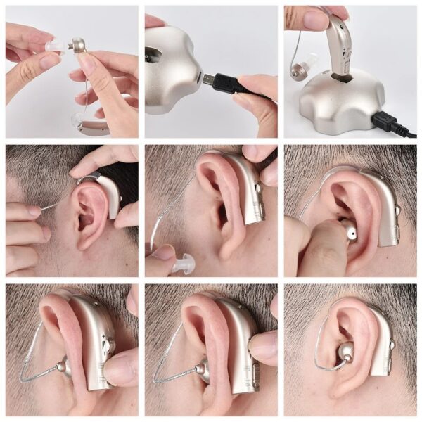 d0847eeffae5d3d2 Long Standby Hearing Aid Behind The Ear Sound Amplifier Portable Left and Right Universal Rechargeable Deaf Gift