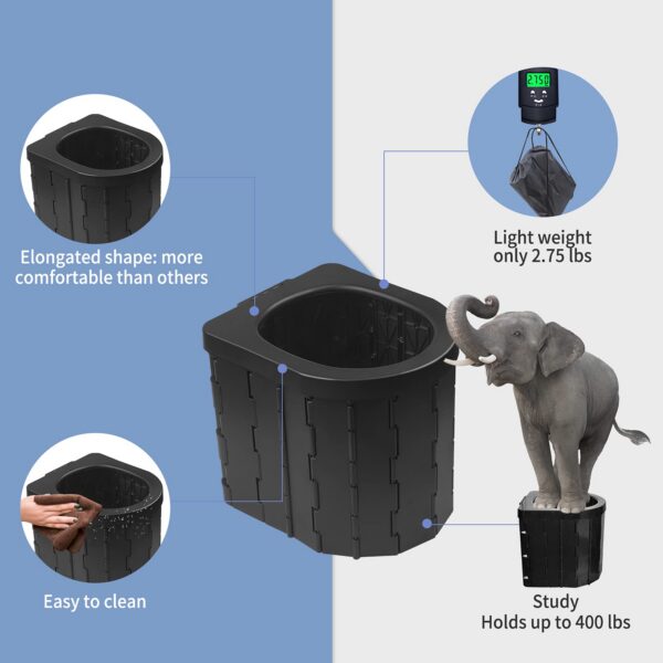 d08ae049d6ca75bc Portable Adults, Porta Potty Travel Commode Bucket Toilet for Camping, Car, Travel, Outdoor, Hiking, Backpack, Trips, Tent, Boat, Beach, Traffic Jam, Home