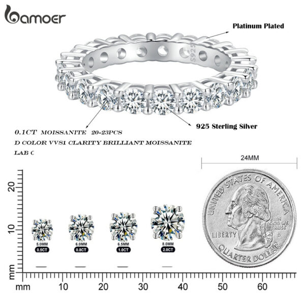 BAMOER Moissanite Full Eternity Band for Women Sterling Sier Diamond Wedding Engagement Ring