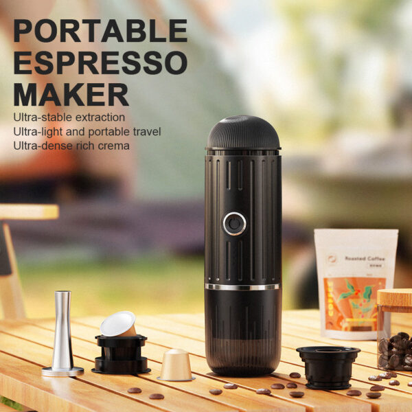 Electric Portable Maker Compatible with NS Pods and Ground Coffee 19 Bar 100W Wireless Heating Travel Espresso hine
