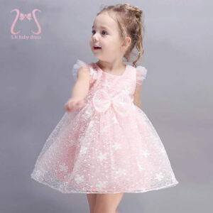 d0bba47ed1619a24 Summer Toddler Girl Princess Evening Dress Bow Sleeveless Kids Costume Baby Birthday Party 0 To 3 Years Old Children Clothes