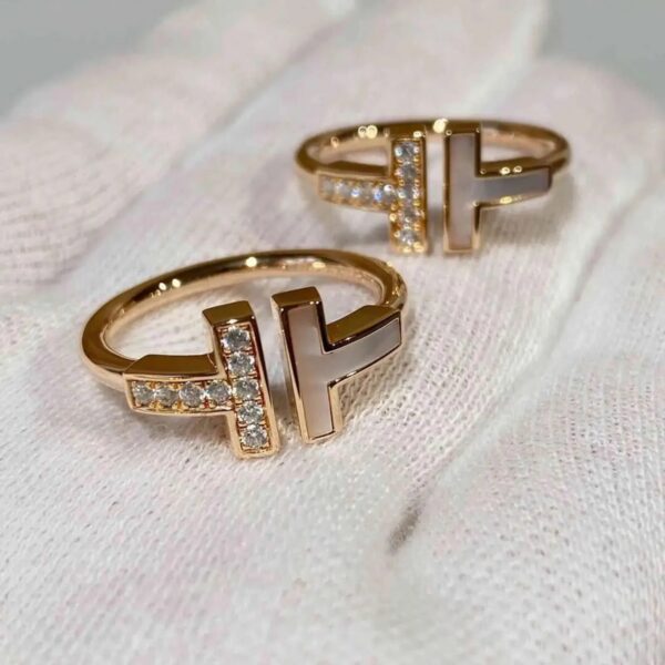 2024 designer ring Double Ring Serling Sier Plaed Rose Gold Opening Inlaid With Diamond Half Wedding Anniversary for women gift with boxq1