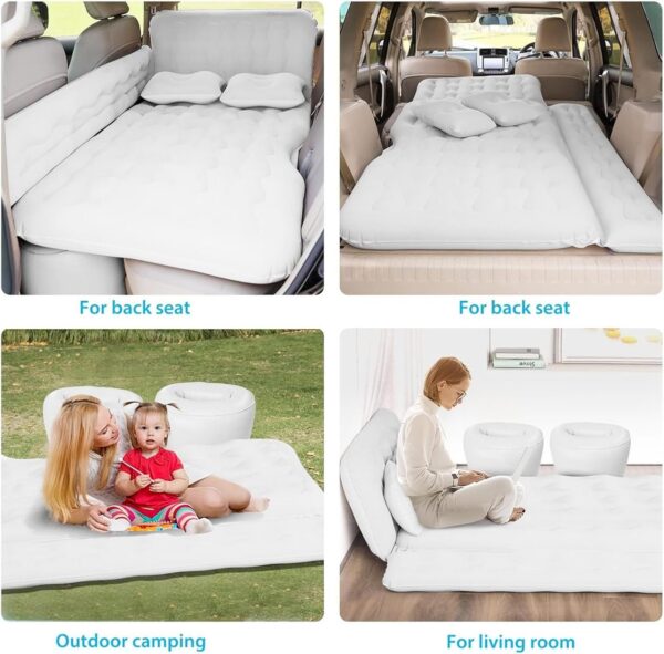 d0e4c1f0303de5b0 Car Bed SUV Air Mattress, Car Air Mattress with Electric Air Pump, 2 Inflatable Pillows and 2 Footrests for Back Seat, Trunk Sleeping - Upgraded -Thickened Camping,White