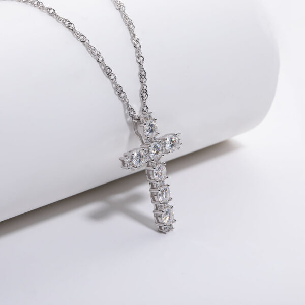 d0efb0509d291ae2 AnuJewel 4MM 2.1 Carat D Color Moissanite Diamond Cross Pendant Necklace Sterling Sier Gold Plated Customs Jewelry