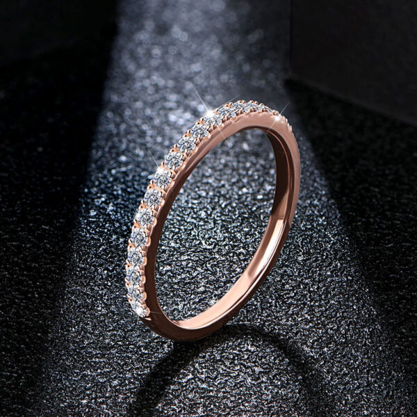 ATTAGEMS Rose Gold Plated Diamond Pass Test Round Excellent Cut Total 0.27 CT Moissanite Ring for Girls tail Jewelry