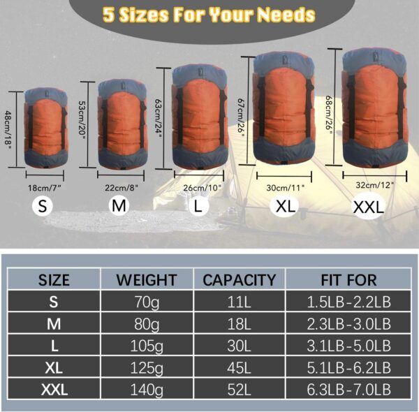 Frelaxy Compression Sack, Ultralight Sleeping Bag Stuff Sack, 40% More Storage! 11L/18L/30L/45L/52L, Compression Stuff Sack - Space Saving Gear for Camping, Hiking, Backpacking