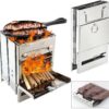 Camping Wood Burning Stove,Stainless Steel Compact Portable Foldable Camping with Ash Catcher,Grill Grid, Storage Bag for Backpacking Hiking Camping Cooking BBQ Picnic (Silver Small)