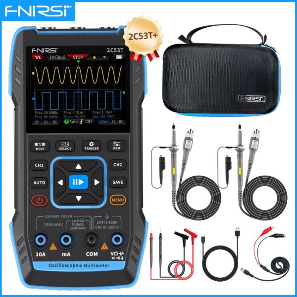 FNIRSI 2C23T 2C53T Upgrade 50MHz Handheld Digital Oscilloscope Multimeter Signal Generator  3 in 1 Dual Channel Automotive Tools