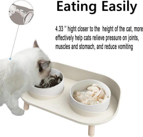 d129770a105babc2 Cat Food Bowls, Elevated Ceramics Dog Cat Bowls Stand with No-Spill Design,3 Adjustable Heights Anti Vomiting Cat Water Bowl,5 inches Raised Bowl for Medium and Small Size Dog Cats