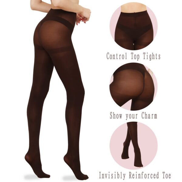 HA WA 2 Pairs Semi Opaque Tights, Winter Control Top 40D Microfiber Leggings for women