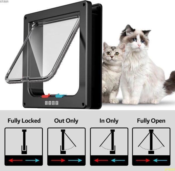 d13be3c41845f7f8 ATUBAN Large Interior Pet Cat Exterior Door 4 Modes Locking Suitable for Window and Wall,Strong Durable