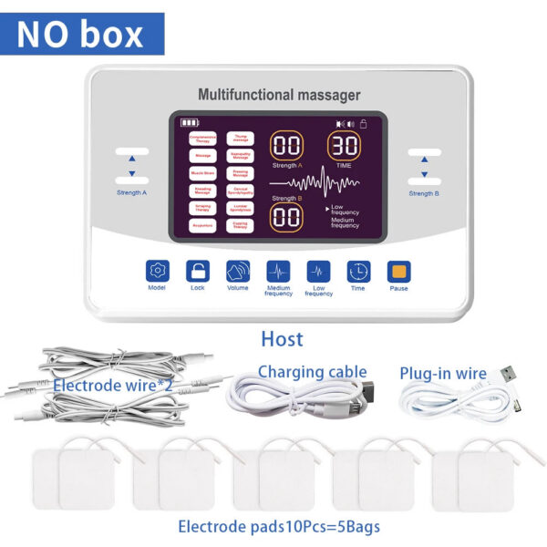 d13c5f612da4f766 12 Modes Low Frequency Therapy Device TENS Machine EMS Muscle Stimulator Electronic Pulse Massager Myostimulation Apparatus