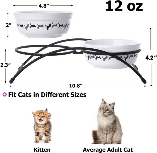 Y YHY Cat Bowls Elevated, Ceramic, 12 Ounces, Reduce Neck Burden, Anti Vomiting, Dishwasher Safe