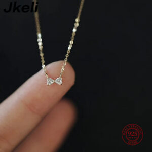 d145bd2f4ad1639b Jkeli New style Sterling Sier Geometric Simple Bow Necklace For Women Engagement Fine Jewelry Wedding Party Birthday Gift