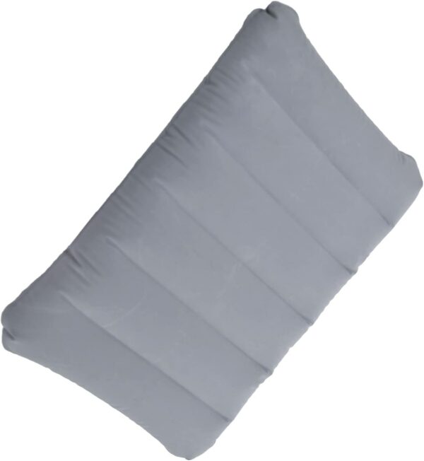 2 Pack Gray Ultralight Inflatable Pillow Small Squared Flocked Fabric Air Pillow for Beach Hiking,Camping,Traveling,Napping,Desk Rest,Neck &Lumbar Support