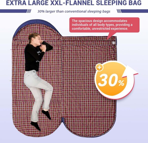 d14d86ee6beb6d8f KingCamp Sleeping Bag for Adults, Cold Weather & Warm Extra Wide Big & Tall XL Portable Waterproof Flannel Sleeping Bags, Essentials Gear Accessories for Camping Backpacking Hiking Indoor & Outdoor