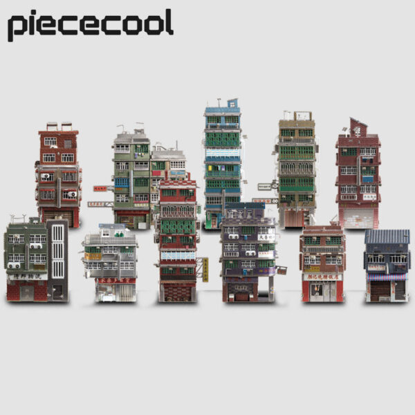 d1721a9b9076a661 Piececool 3D Metal Puzzles New Town Villages 11pcs/Set Model Kits Classic Building Block Series DIY Toys for Adult