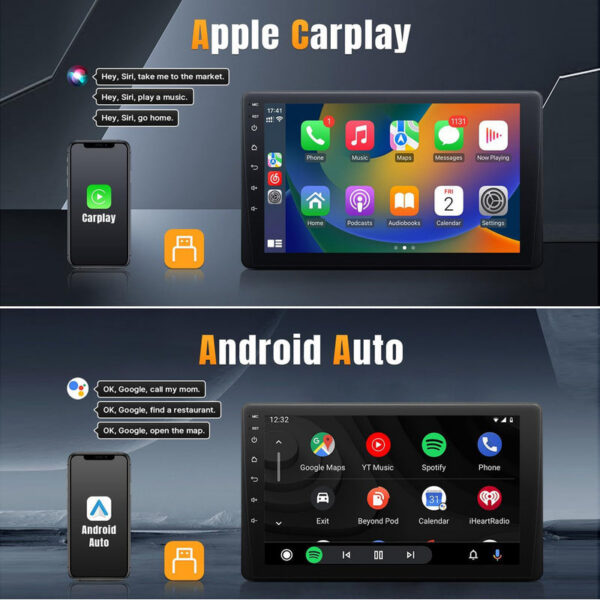9 Inch Stereo Single Din Radio Apple Carplay and Android Auto,Touch Screen Bluetooth Car Audio with Backup Camera