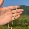 New Sterling Sier Sparkling Sky Star Necklace for Women Pink Diamond Pendant Collar Chain Neckchain Jewelry