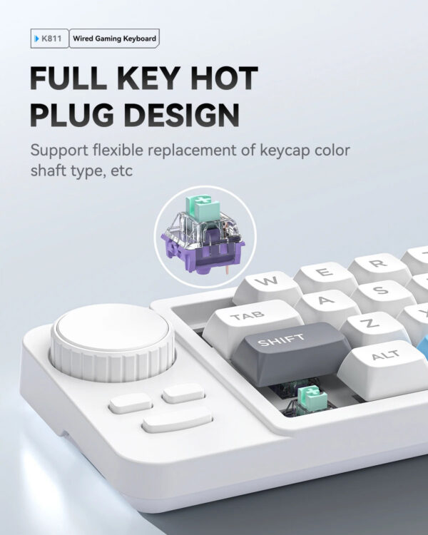 d183755e0773f4d9 Programmable Wired Mechanical Keyboard with Volume Scroll Wheel,Game Joystick 19Key Hot-Swappable Number Keypad for Win8/10/Mac