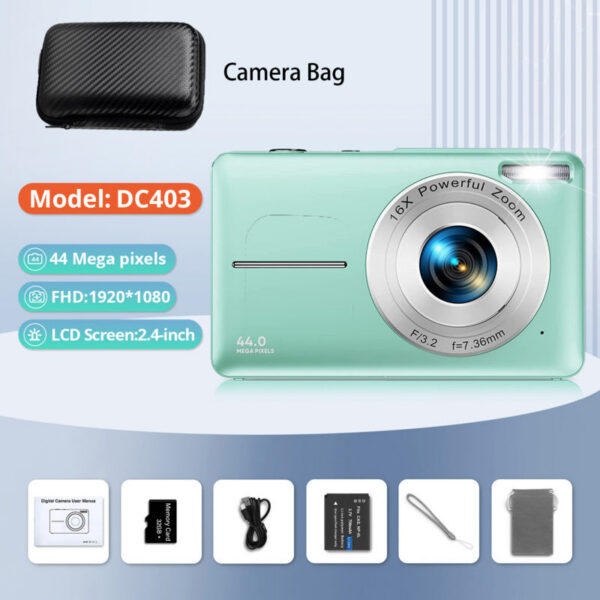 d18b36b36b2ad1ca HD 1080P 2.4 inch digital Rechargeable with 16x Zoom Compact 44MP Cameras for kids Beginner Camera