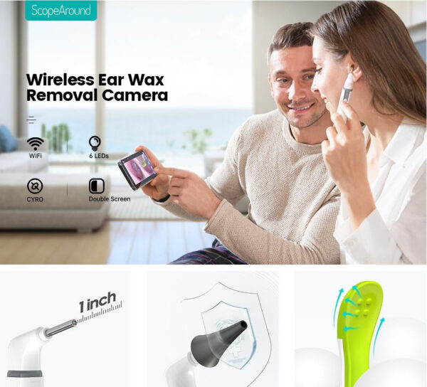 d198a549d14d662a Visual Scoop Endoscope WiFi Wireless Otoscope Ear Wax Removal 3.9mm 720P Taking Picture Video Compatible with IOS Android