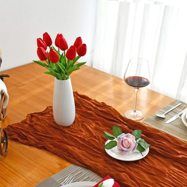 Mandy's 20pcs Red Artificial Tulip Silk Fake Flowers 13.5" for Mother's Day Easter Valentine’s Day Gifts in Bulk Home Kitchen Wedding Decorations