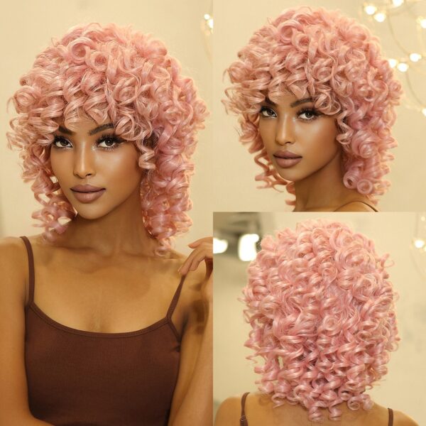 d1bbdc8bed138954 Brown Blonde Synthetic for Women Short Kinky Curly Afro Wigs Glueless Cosplay Hair