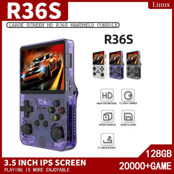 d1c3eebfeeb98698 Open Source R36S Retro Handheld Game Console Linux System 3.5 Inch IPS Screen Portable Pocket Video Player 64GB Games