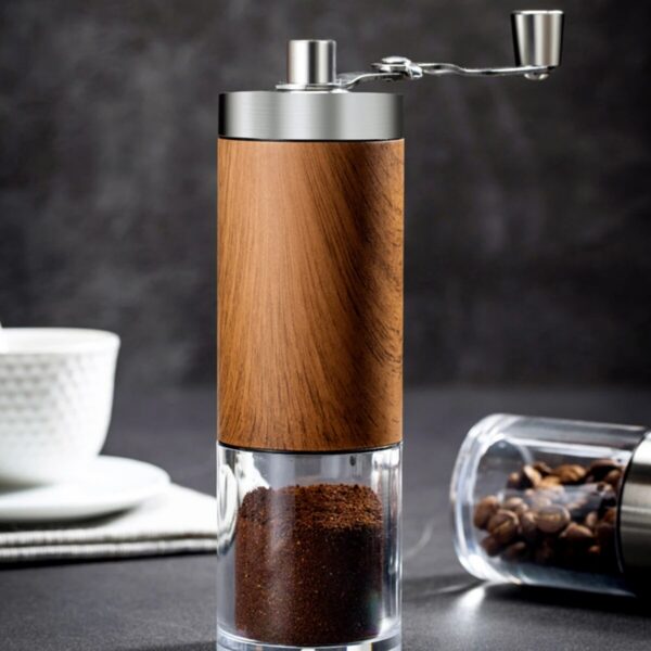 Bean Portable Wood Grain Stainless Steel Crank Hand Coffee Kitchen Tool Grinder