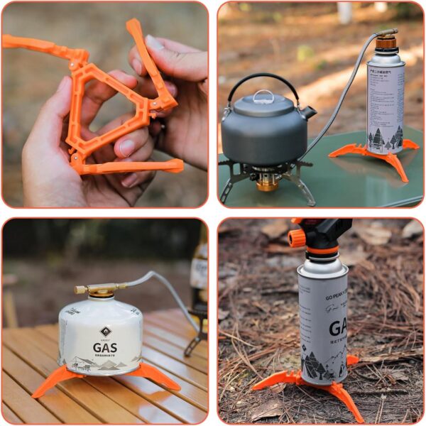 1 PCS orange gas tank stove stand tripod，Foldable gas tank stand，Outdoor stove flat gas tank stand，Gas tank stand，Gas tank support，Suitable for outdoor camping hiking picnic cooking