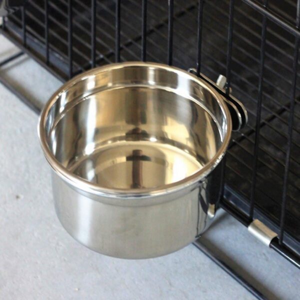 Pet Bird Food Feeding and Drinking Hanging Cup Clamp Holder Stainless Steel Hanging Bowl for Parrot Macaw African Greys Budgies Parakeet Cockatiels Conure Lovebirds Finch Pigeon Cage