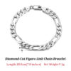 Rinntin Sterling Diamond-Cut Figaro Link Necklace for Men Women Trendy Punk Neck Chain Sier Jewelry SC27