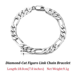 d1fa31c08d9b15b4 Rinntin Sterling Diamond-Cut Figaro Link Necklace for Men Women Trendy Punk Neck Chain Sier Jewelry SC27