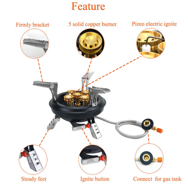 Camping Stove High Pressured Hiking 16000W BRS-201 Windshield Butane Gas Burner With Pizeo Ignition for Traveg