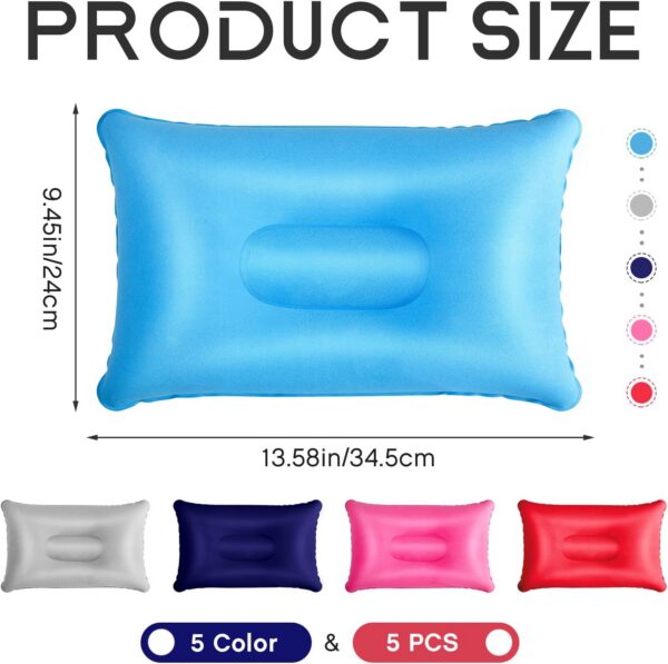 d20bb891a0daa8c7 Maitys 5 Pieces Inflatable Travel Pillow Portable Compact Air Pillow Flocked Fabric Backpacking for Camping Hiking Home Office Sleeping Neck Head Lumbar Support(13.39 x 8.66 Inches,Gray)