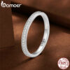 BAMOER Moissanite Wedding Band Sterling Sier Eternity Rings Platinum Plated Lab Created Diamond Stackable Ring for Women