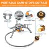 WADEO Camping Gas Stove, 3700W Portable Backpacking Stove with Piezo Ignition, Portable Burner, Camping Stove Adapter and Carrying Case for Outdoor Cooking